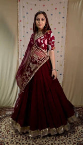 Stylish Maroon Fox Georgette Sequence Work Lehenga Choli